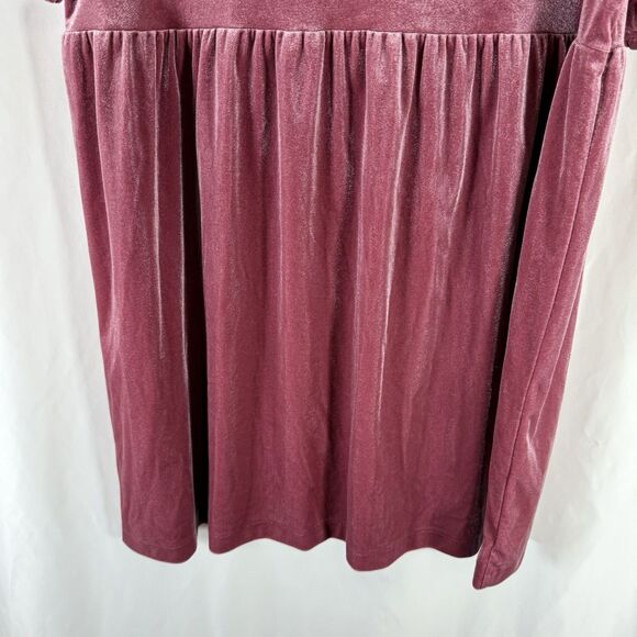 Old Navy Dress Girls XXL 18 Plus Velvet Pink Short Sleeve Round Neck Stretch - Picture 3 of 9